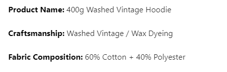 400g vintage washed heavyweight hoodie